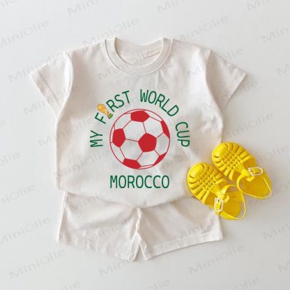 MY FIRST WORLD CUP MOROCCO Baby Football Print White 2-piece Set - White - 18-24M - image 1