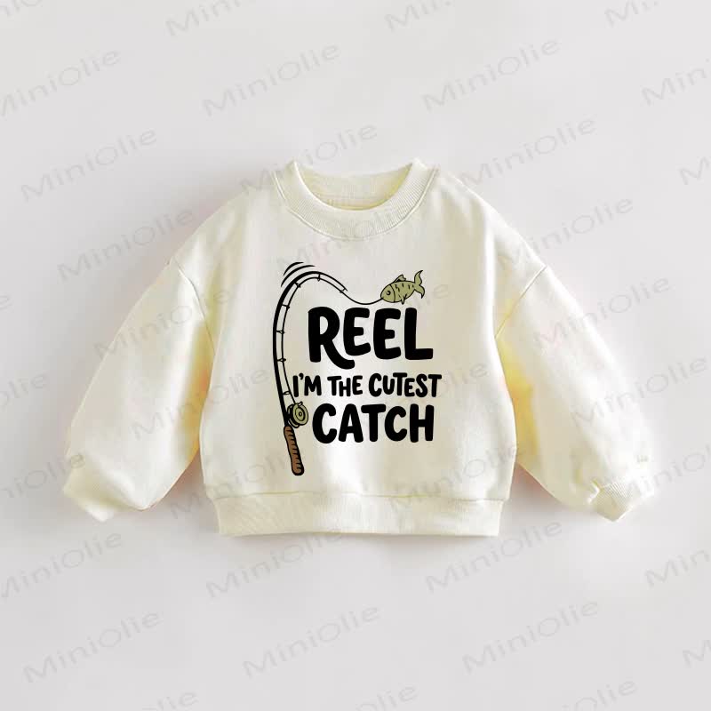 REEL I'M THE CUTEST CATCH Baby Toddler Sweatshirt - Cream - 3-5T - image 1