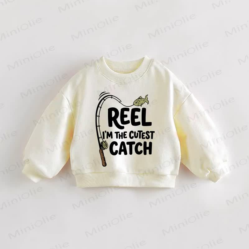 REEL I'M THE CUTEST CATCH Baby Toddler Sweatshirt - Cream - 3-5T - image 1