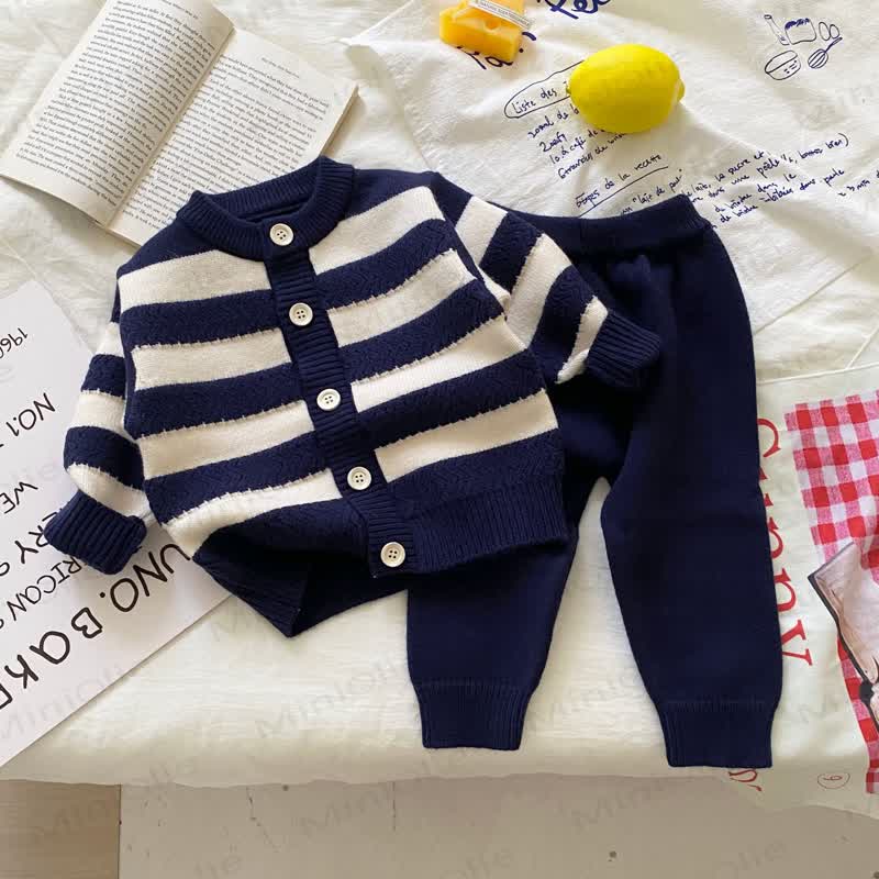 Baby Boy Stripe Crew Neck 2-piece Set - Navy blue - 18-24M - image 6