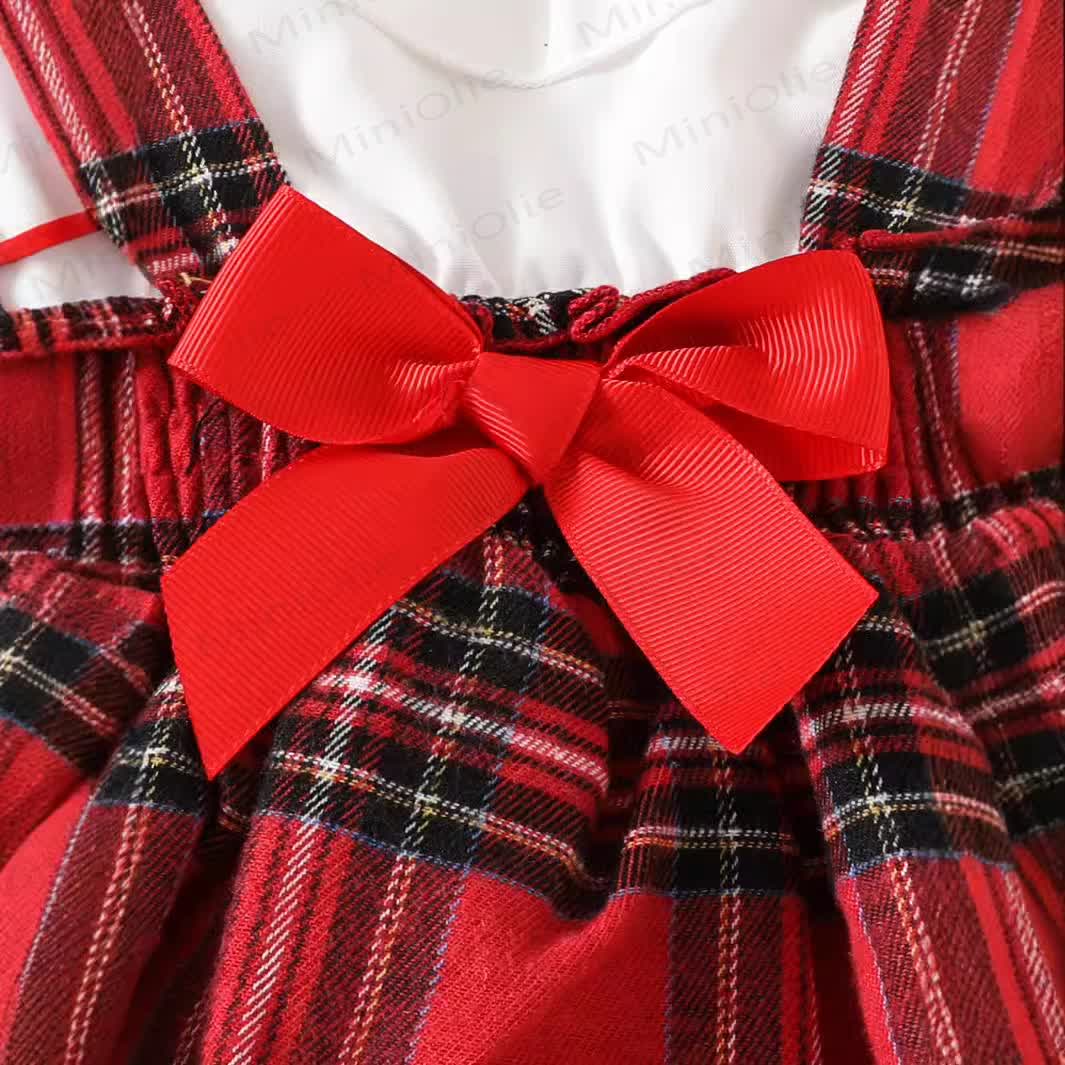Baby Christmas Plaid Fake 2pcs Bodysuit - image 4