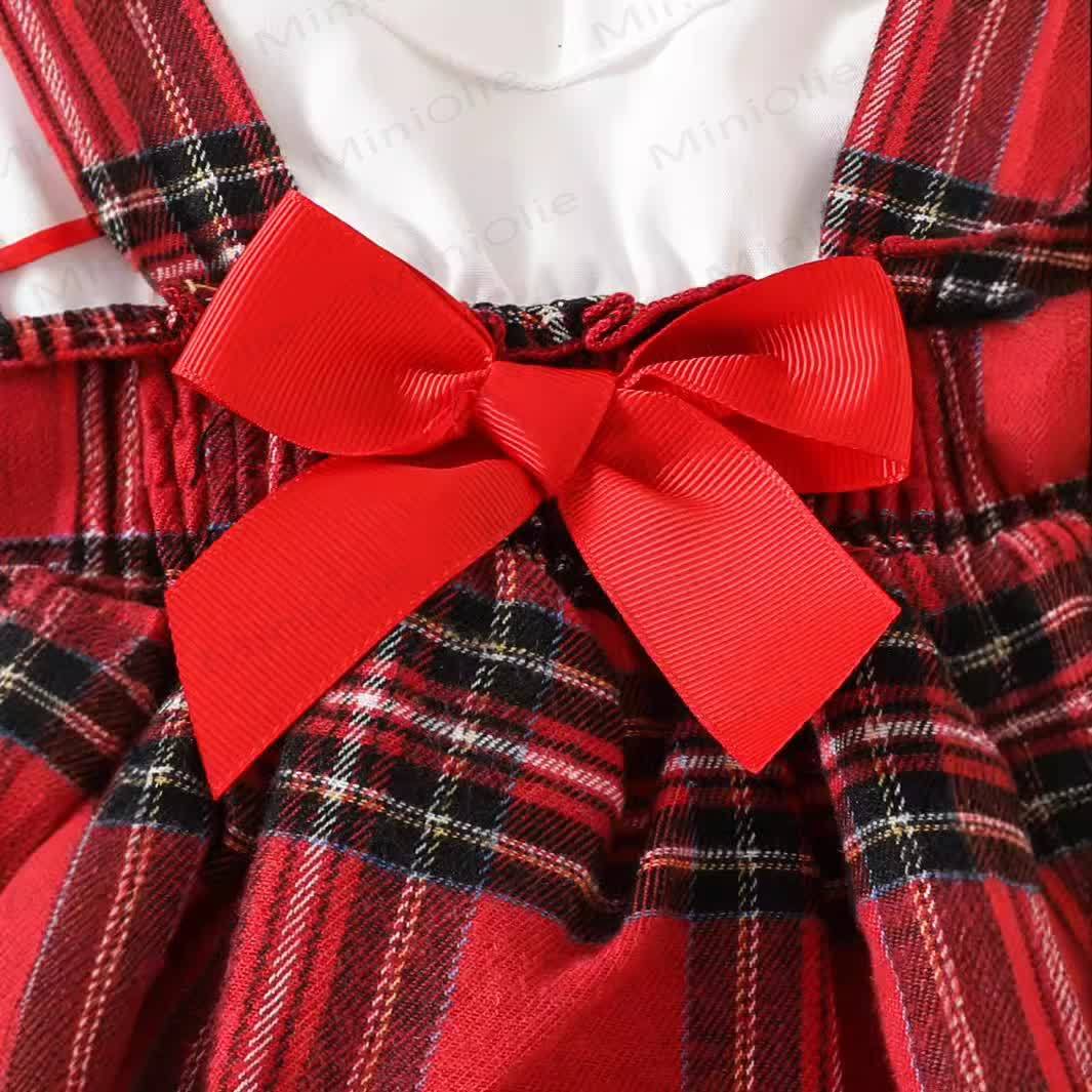 Baby Christmas Plaid Fake 2pcs Bodysuit - image 4