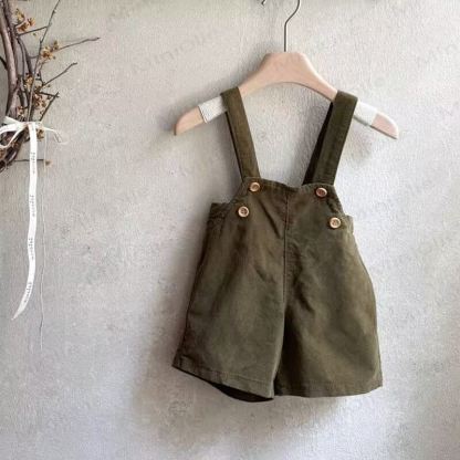Toddler Baby Vintage Pliad Shirt/Corduroy Overall - Green Overalls - 4-5T - image 6