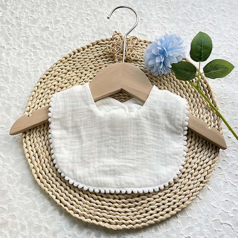 Personalized Baby Name Pom Pom Bib - White - 27cm - image 3
