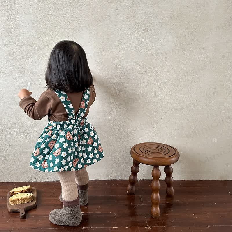 Baby Toddler Girl Flower Bear Green Sleeveless Dress - image 6