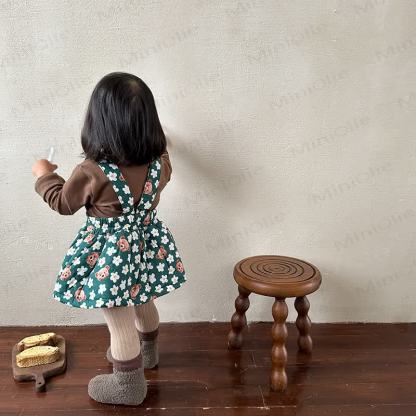 Baby Toddler Girl Flower Bear Green Sleeveless Dress - image 6