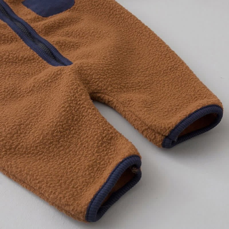 Baby Contrast Color Fleece Romper - image 16