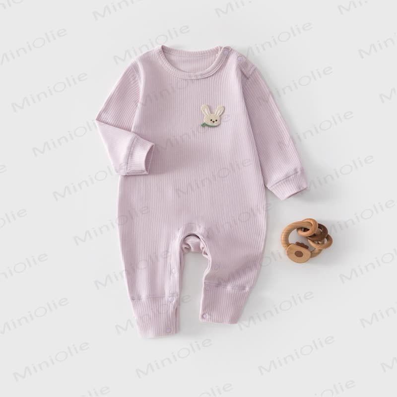 Baby Ribbed Animal Patch Romper - Purple - 18-24M - image 6