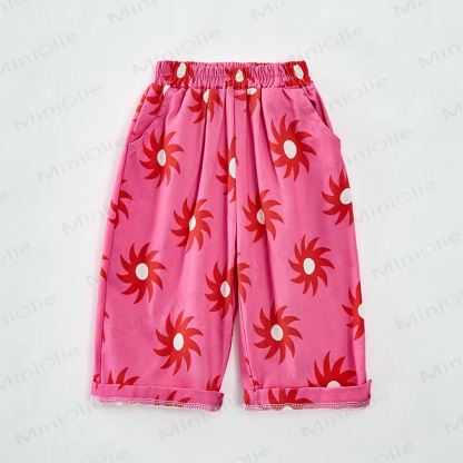 Baby Red Floral Print Pants - image 4
