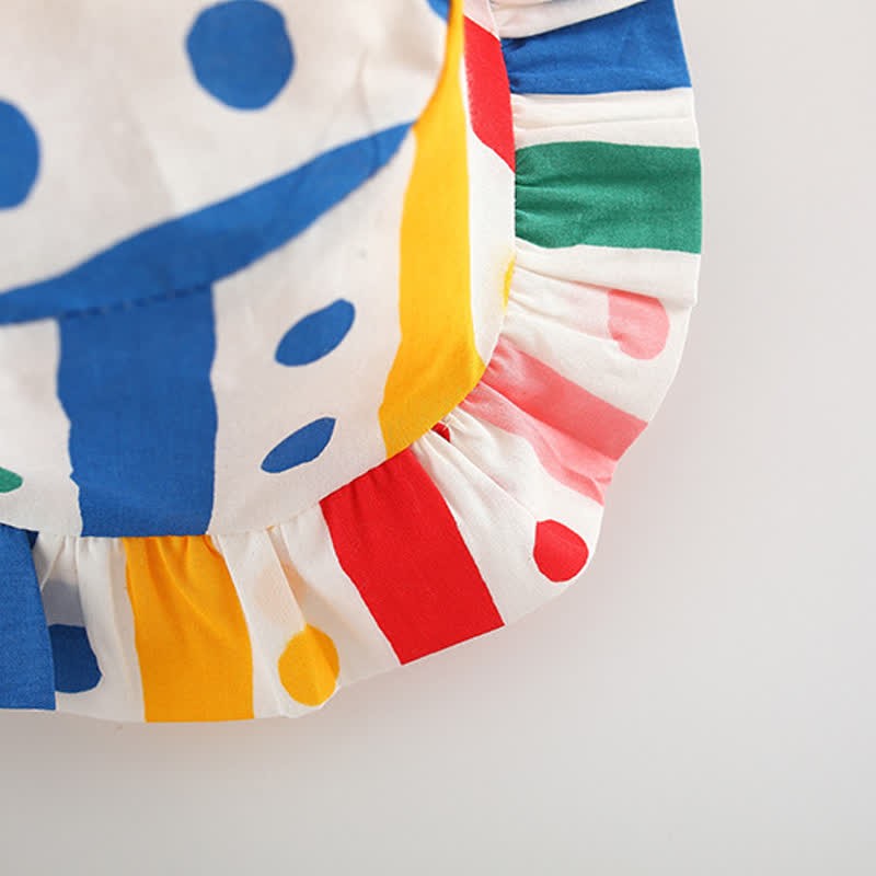 Baby Toddler Colorful Striped Dot Dress with Hat - image 4