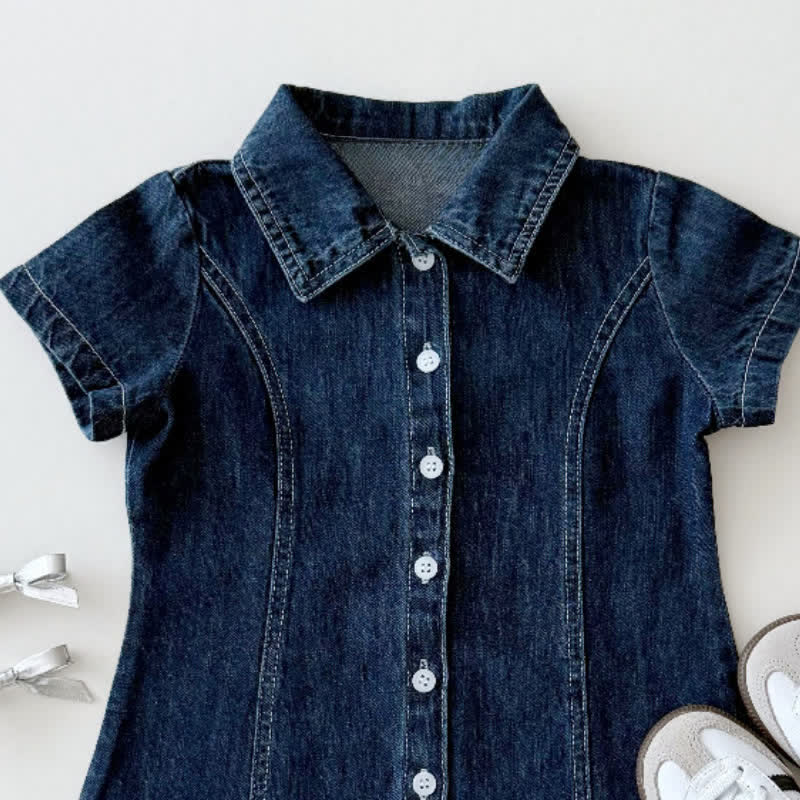 Toddler Denim Button Polo Dress - image 6