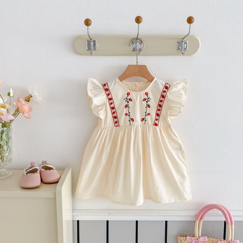 Toddler Embroidered Strawberry Ruffle Sleeves Dress - image 23