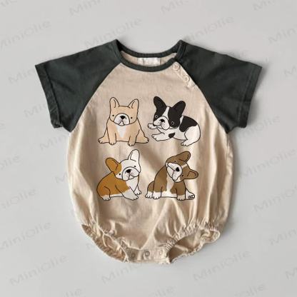 Baby Puppy Contrast Sleeves Bodysuit - Khaki - 18-24M - image 1