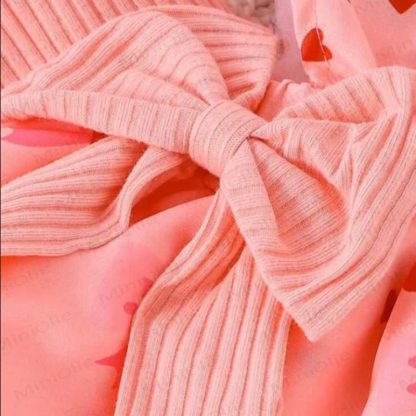 Baby Girl Bow Heart Flying Sleeves Dress - image 7