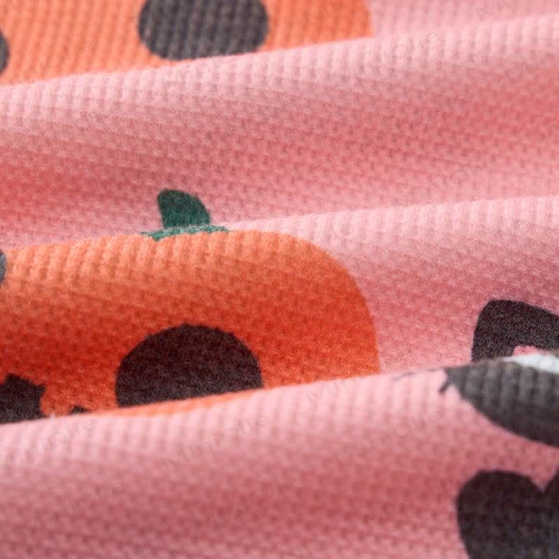 Baby Pink Pumpkin Cat Print Waffle 2-piece Set - image 5