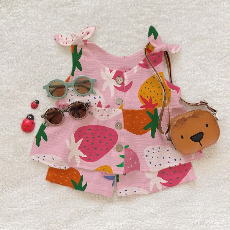 Baby Toddler Strawberry Tank and Shorts 2-piece Set - White - 3-4T - image 1