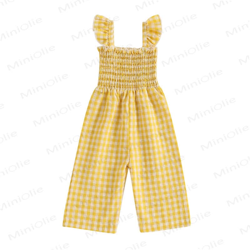 Baby Toddler Plaid Flutter Sleeves Romper - Yellow - 3-4T - image 10
