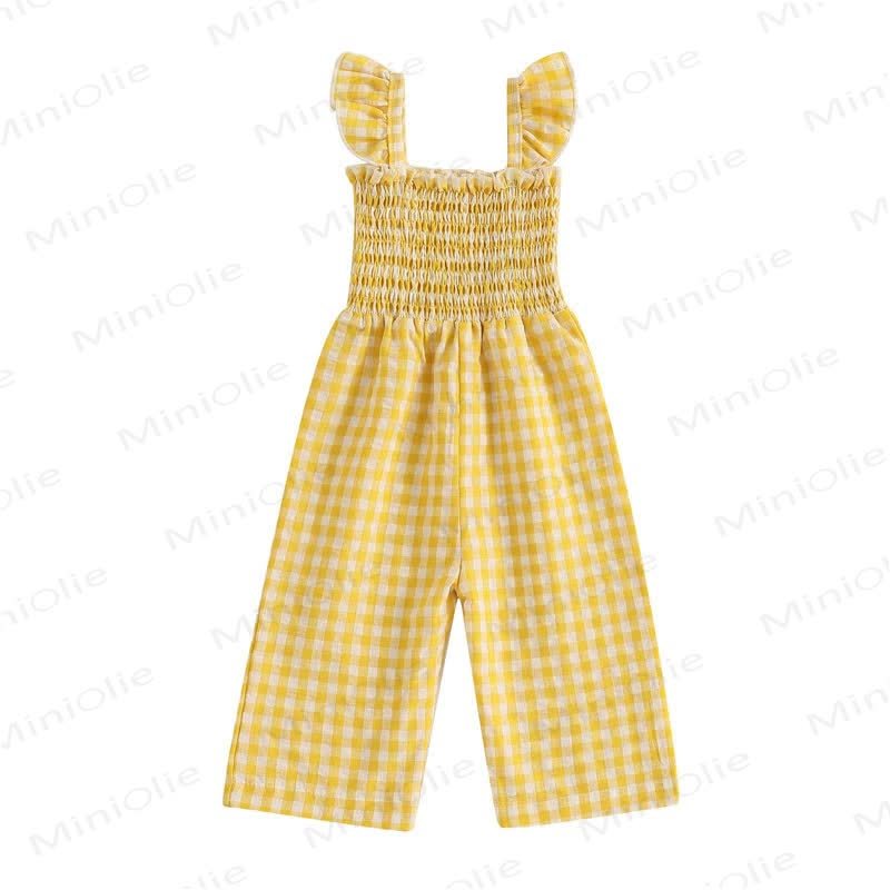 Baby Toddler Plaid Flutter Sleeves Romper - Yellow - 3-4T - image 10