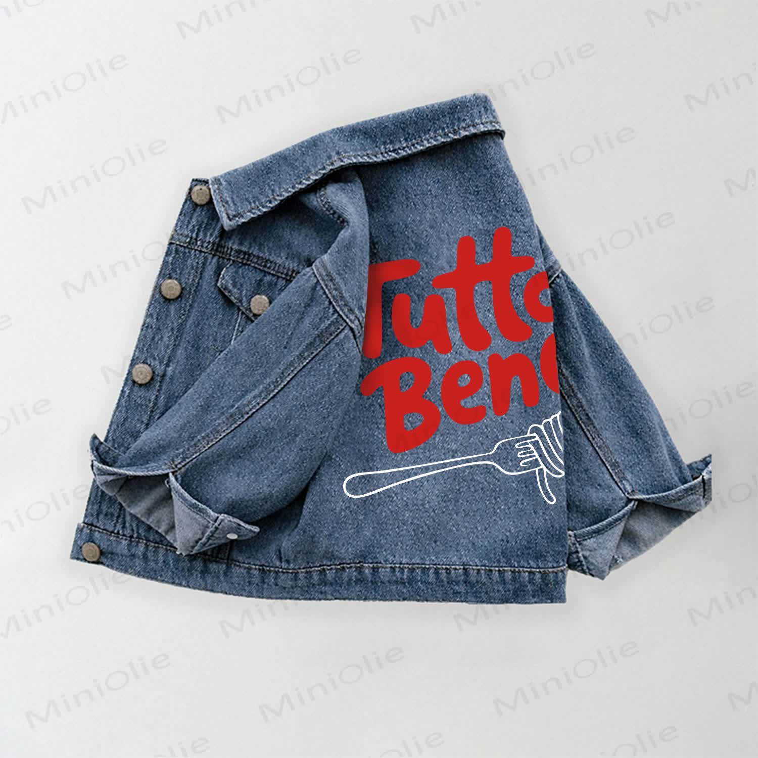 TUTTO BENE Toddler Kid Pasta Print Denim Jacket - Blue - 10-11T - image 1