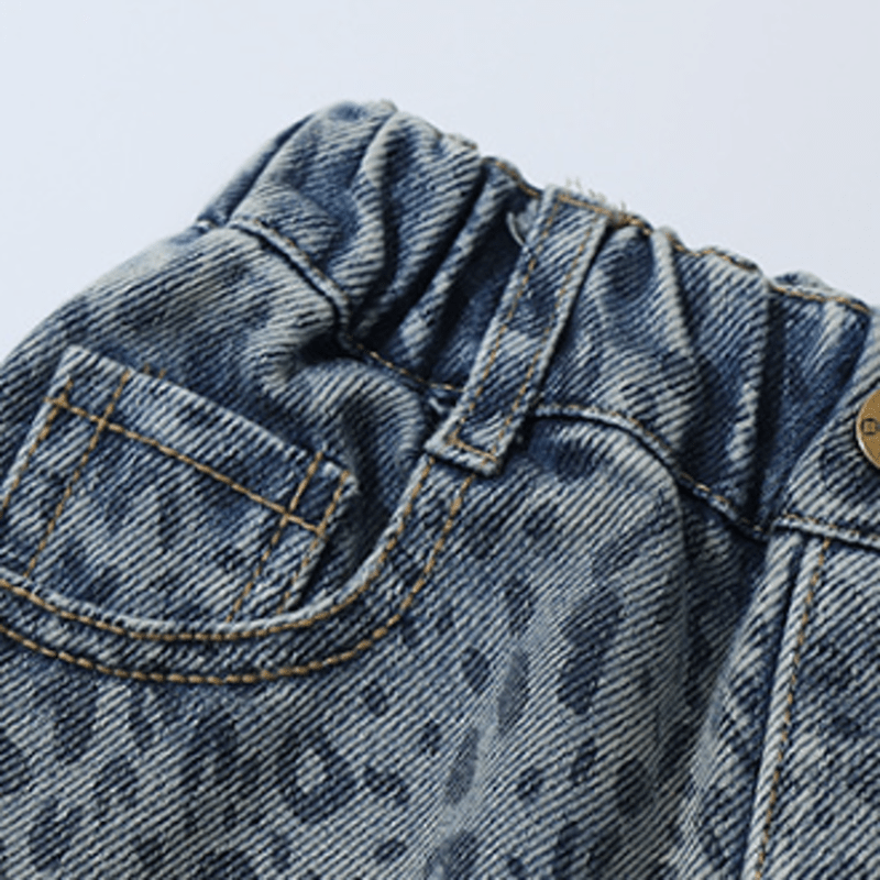 Toddler Leopard Print Denim Blue Pants - image 12