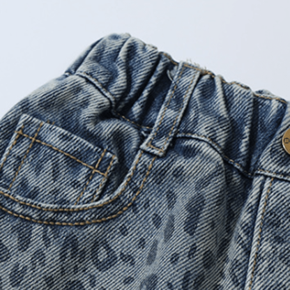 Toddler Leopard Print Denim Blue Pants - image 12