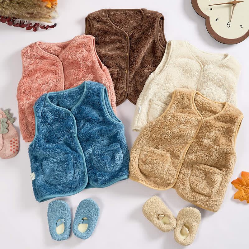 Baby Toddler Solid Color Fleece Vest Jacket - image 3