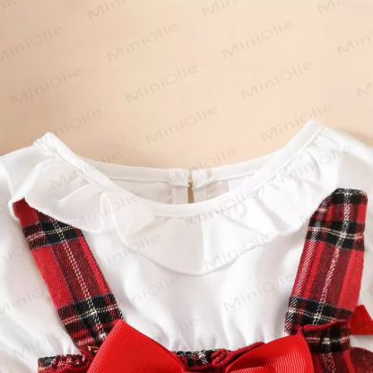 Baby Christmas Plaid Fake 2pcs Bodysuit - image 3