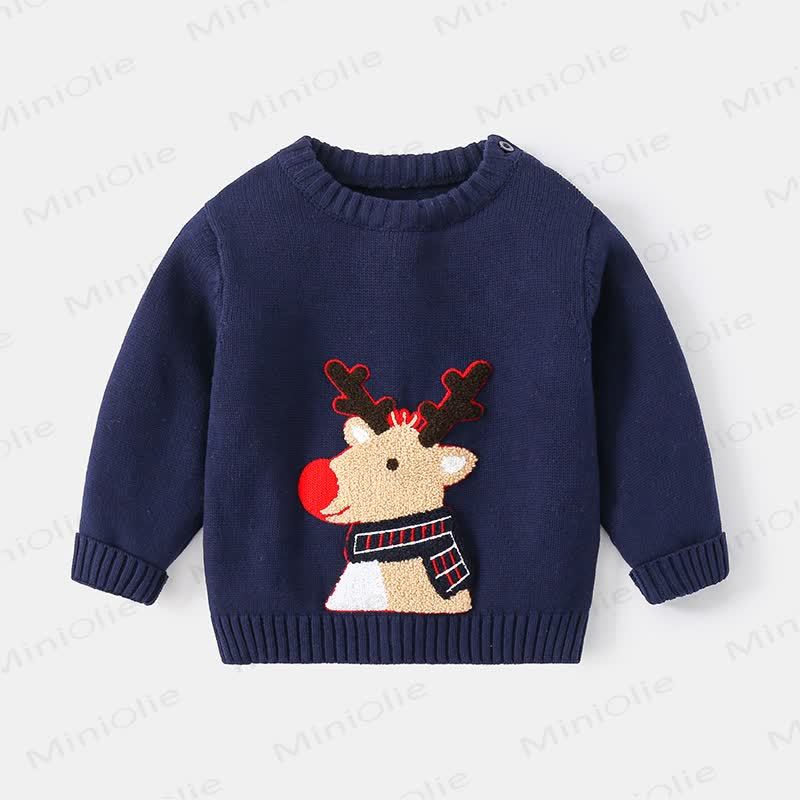 Baby Toddler Christmas Cartoon Dear Sweater - Blue - 5-7T - image 8
