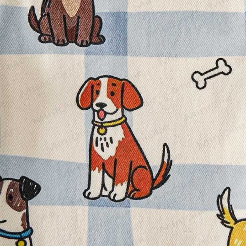WOOF! Baby Toddler Dog Print Blue Checkered Overalls - image 6