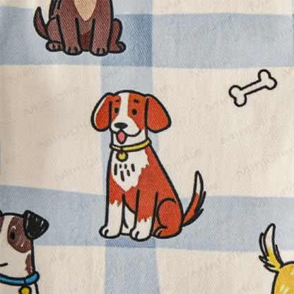 WOOF! Baby Toddler Dog Print Blue Checkered Overalls - image 6