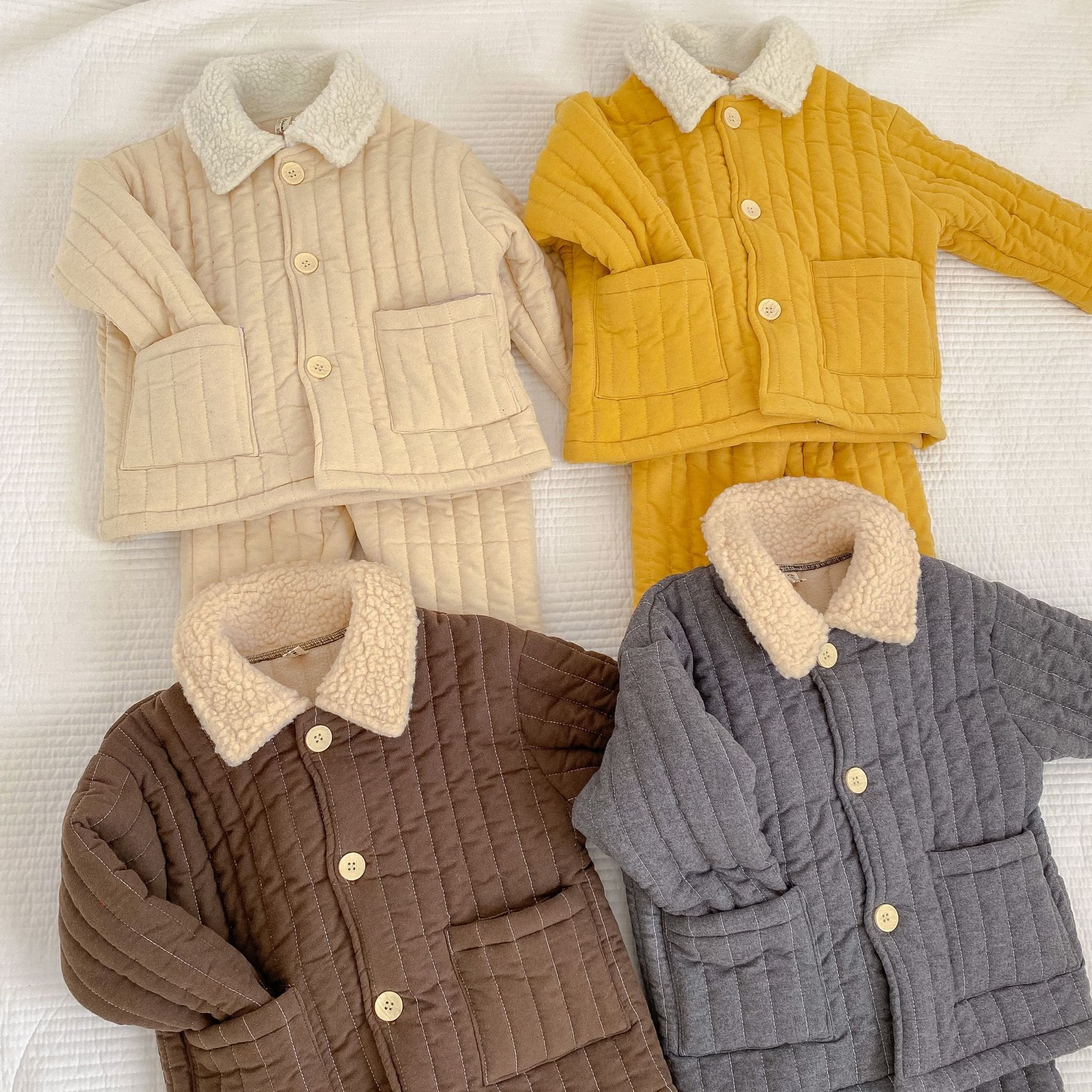 Toddler Quilted Warm Polo Pajamas Set