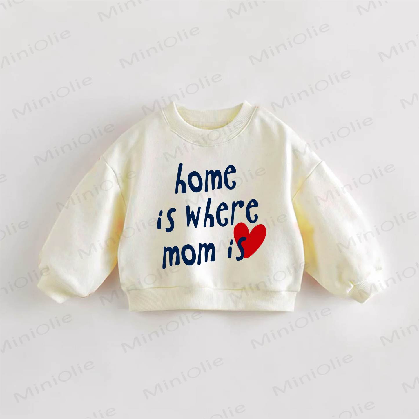 HOME IS WHERE MOM IS Baby Toddler Slogan Sweatshirt - Cream - 3-5T - image 1