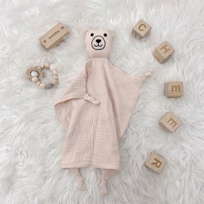 Personalized Baby Name Lion/Bear Security Blanket - Pale Pinkish Gray Bear - 30x30cm - image 8
