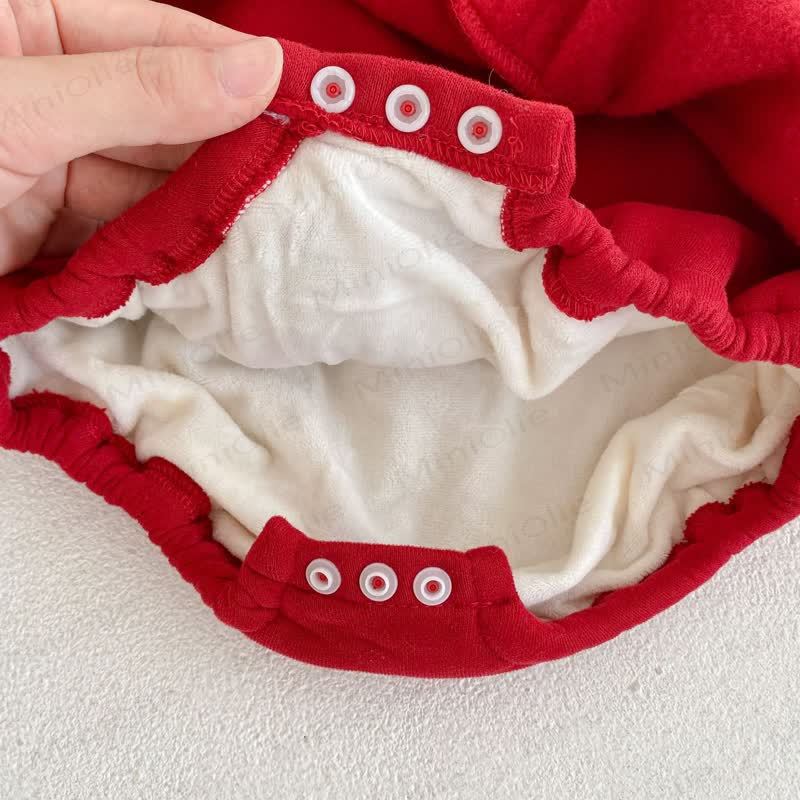Baby Toddler Fleece Lined Red Romper Dress & Leggings - image 5