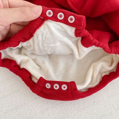 Baby Toddler Fleece Lined Red Romper Dress & Leggings - image 5