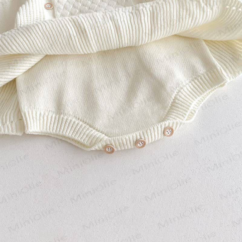 Baby Solid Color Knit Skirted Bodysuit - image 9