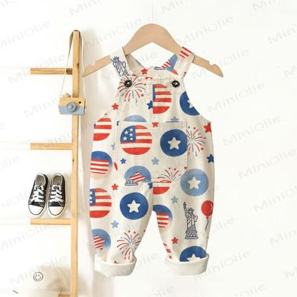 Baby Toddler American Flag Print Overalls - White - 3-5T - image 1