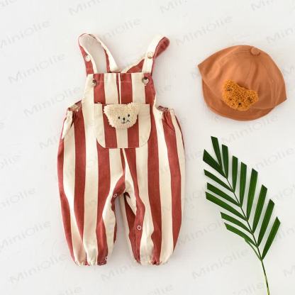 Baby Bear Adjustable Striped Overalls - Red - 18-24M - image 2