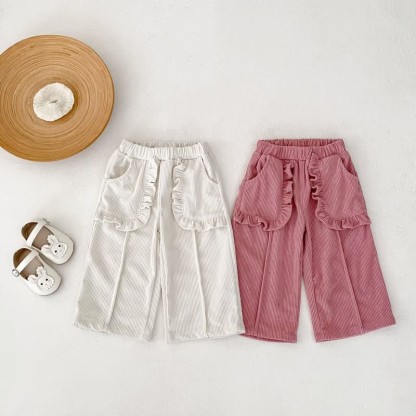 Baby Plain Corduroy Pleated Lace Pocket Pants - image 5