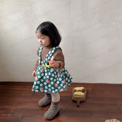 Baby Toddler Girl Flower Bear Green Sleeveless Dress - image 4