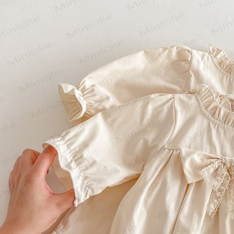 Baby Toddler Solid Color Bow Dress/Bodysuit - image 15