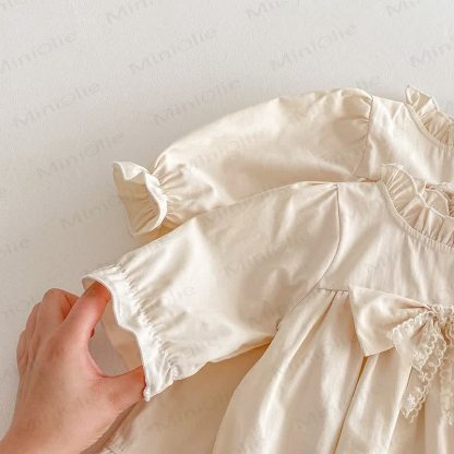 Baby Toddler Solid Color Bow Dress/Bodysuit - image 15