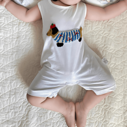 Baby Dachshund Patch Sleeveless Romper - image 7