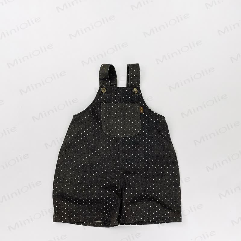 Toddler Cotton Polka Dot Overall - Dark Grey - 6-7T - image 3