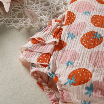 Baby Strawberry Strap Bodysuit with Headband - image 5