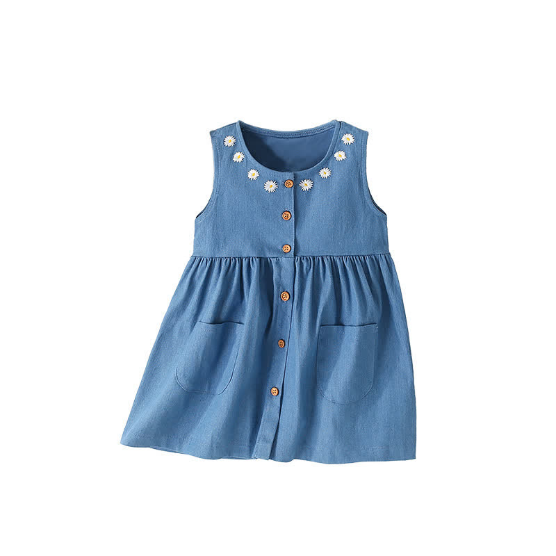 Toddler Denim Daisy Sleeveless Dress - image 8