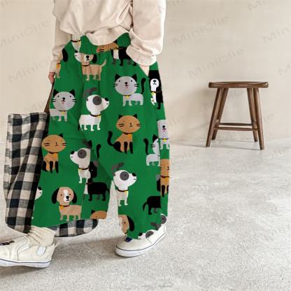 Baby Toddler Green Dog&Cat Print Pants - Green - 2-3T - image 1