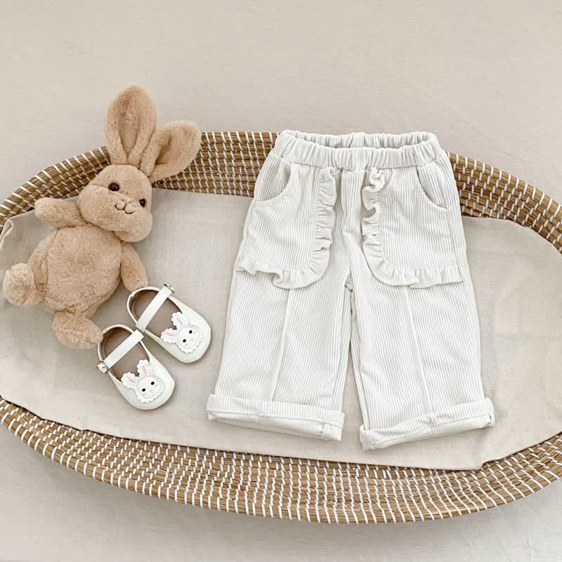Baby Plain Corduroy Pleated Lace Pocket Pants - image 7