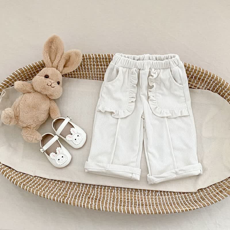 Baby Plain Corduroy Pleated Lace Pocket Pants - image 7