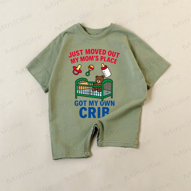 JUST MOVED OUT MY MOM'S PLACE GOT MY OWN CRIB Baby Green Romper - Green - 18-24M - image 1